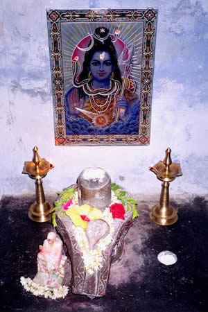 Inside the Shiva cave at the ashram